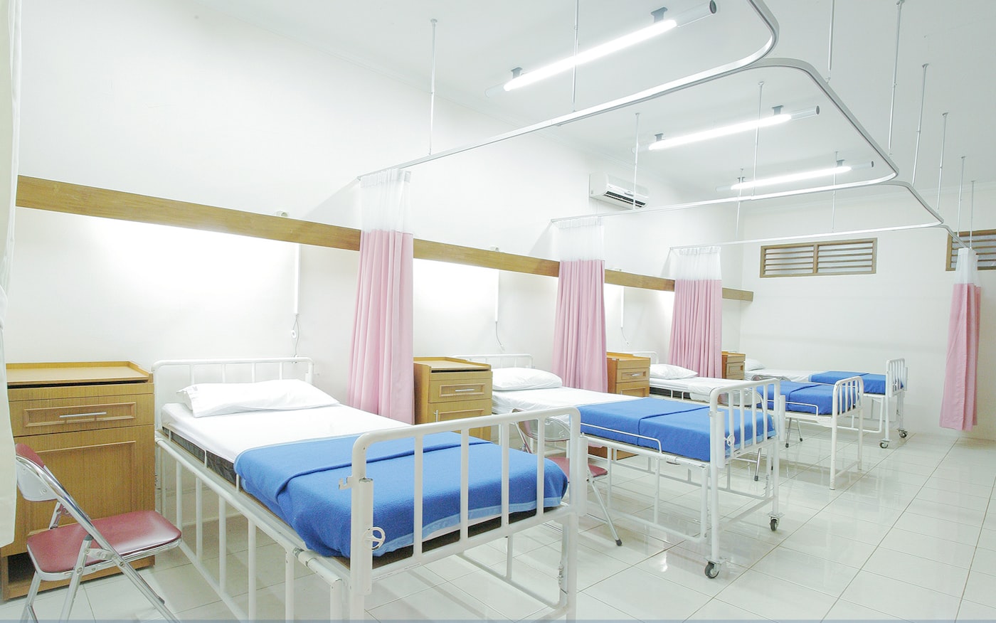 Modern healthcare facility hallway